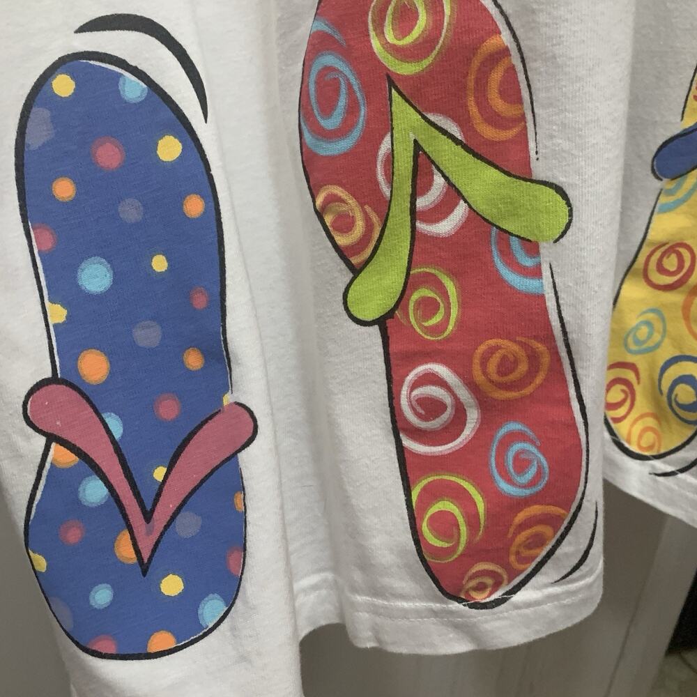 Flip Flop Print Tank Dress Women’s L White Retro Novelty Beach Summer - Picture 3 of 10